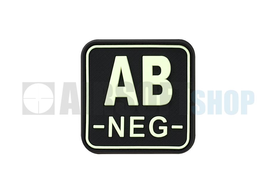Bloodtype Square PVC Patch AB NEG (Glow In The Dark)