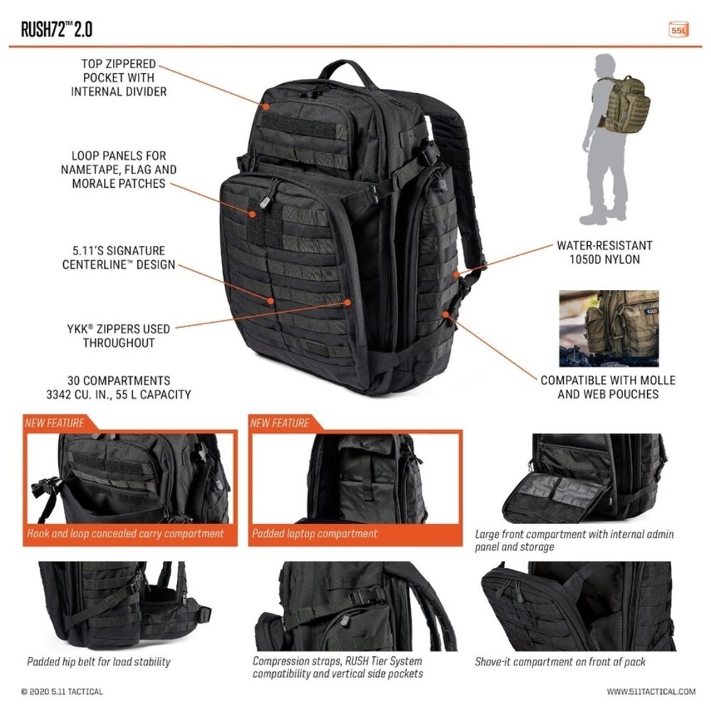 RUSH 72 2.0 Backpack 55L (Black)