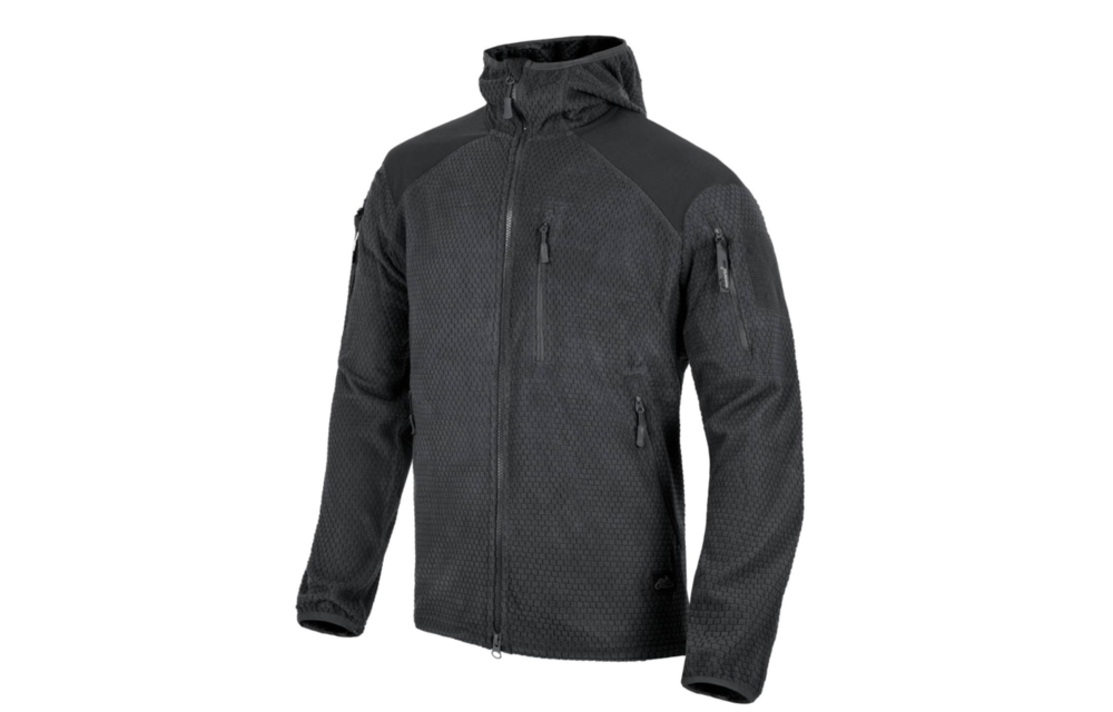 Alpha Hoodie Jacket (Grid Fleece) (Black)