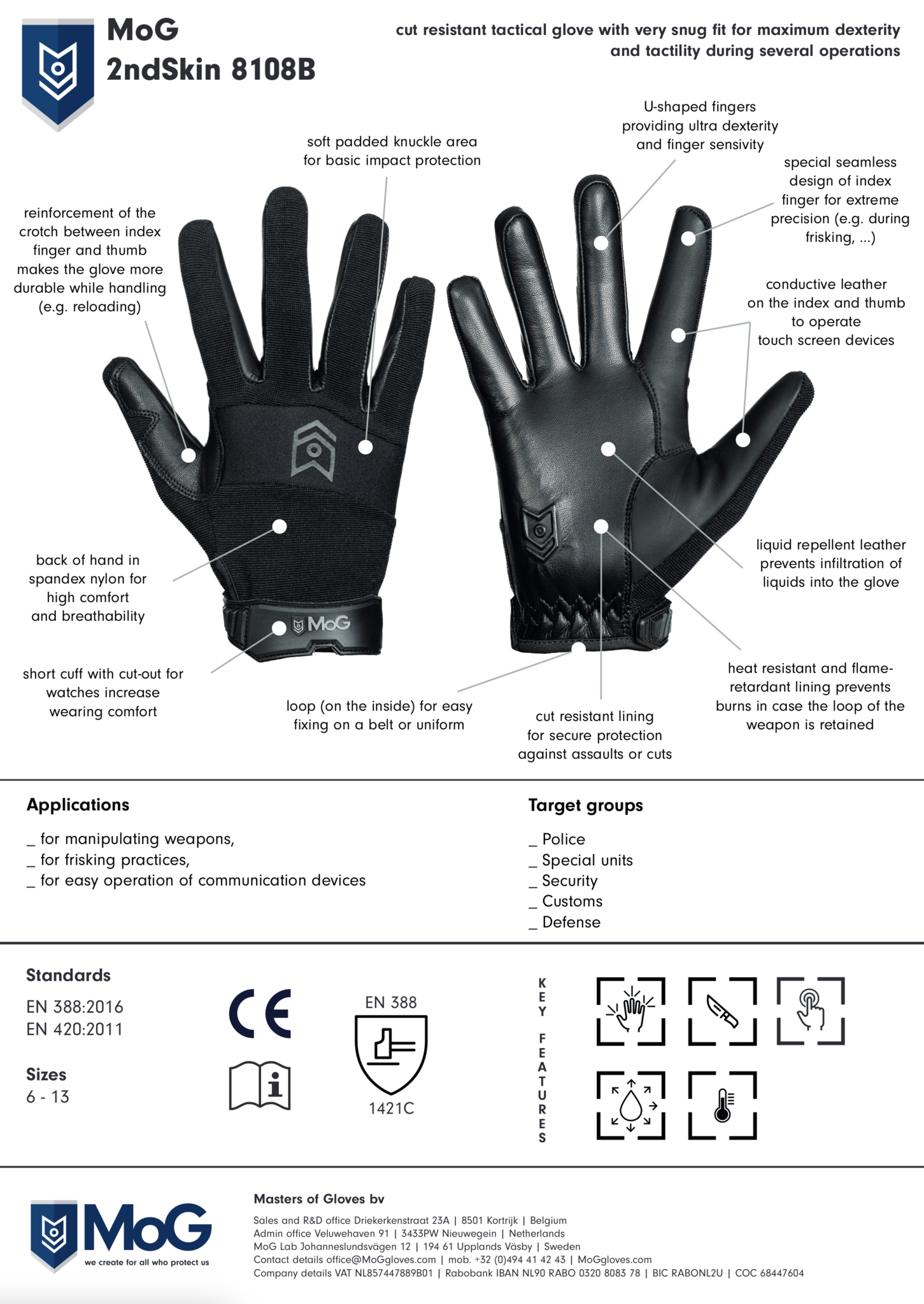 8108B 2nd Skin Gloves (Black)