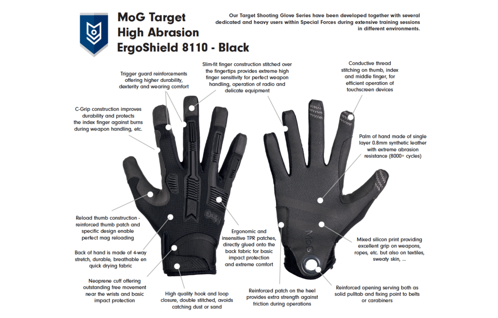 Target 8110 High Abrasion ErgoShield Gloves (Black)