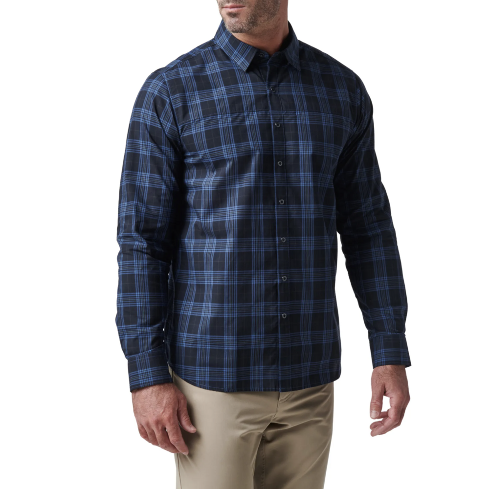 Igor Plaid Long Sleeve Shirt (Cobalt Blue Plaid)