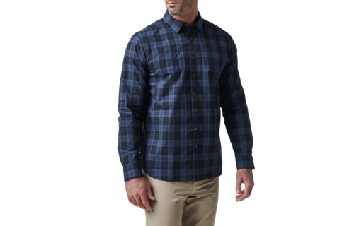 Igor Plaid Long Sleeve Shirt (Cobalt Blue Plaid)