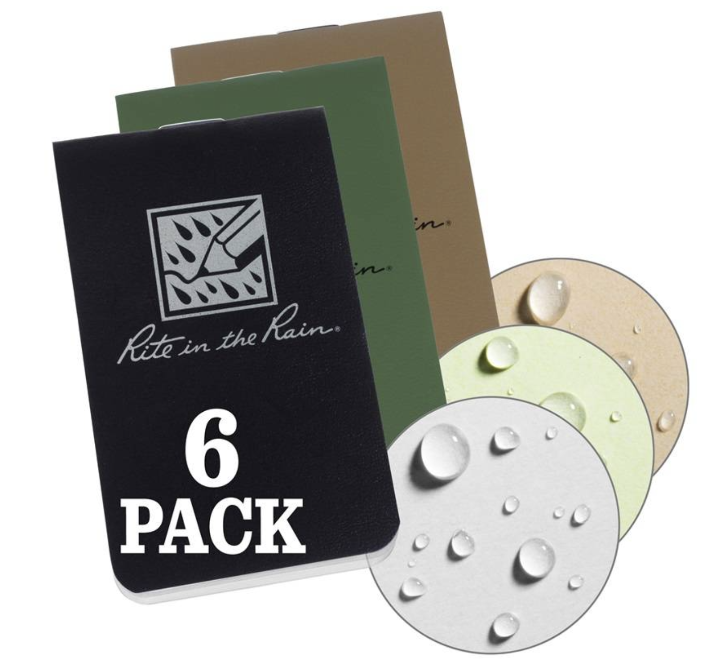 On-The-Go Notebooks  85 x 50mm (6pcs) (Black / Green / Tan)