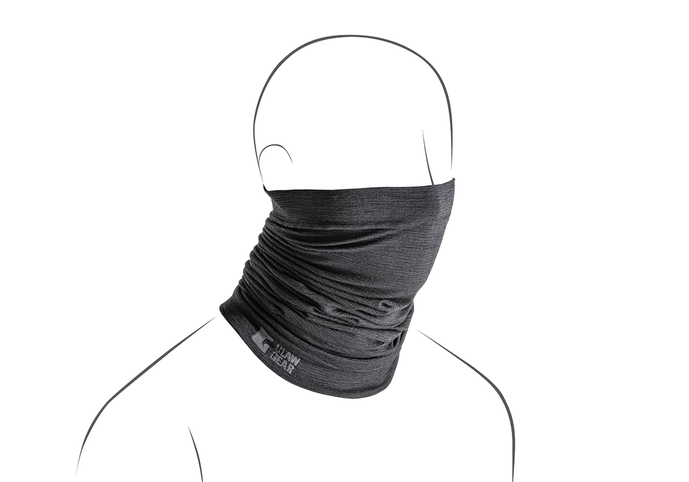 Merino Seamless Neck Gaiter Long (Black)