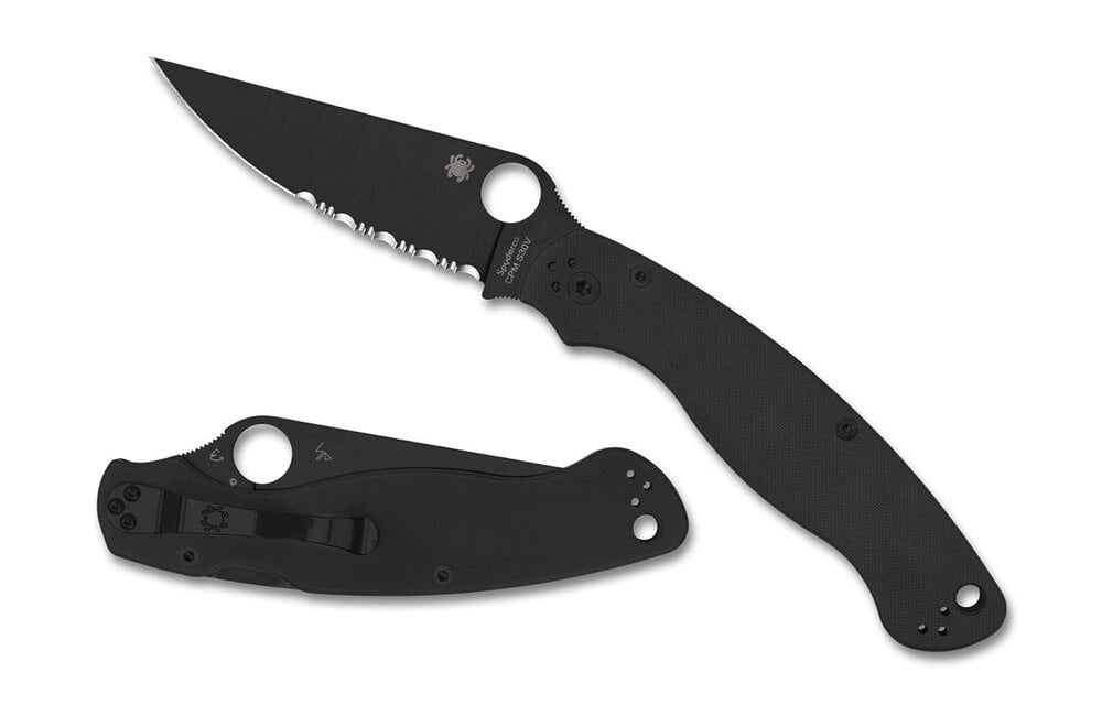 Military 2 Black / Black CPM S30V Serrated SE