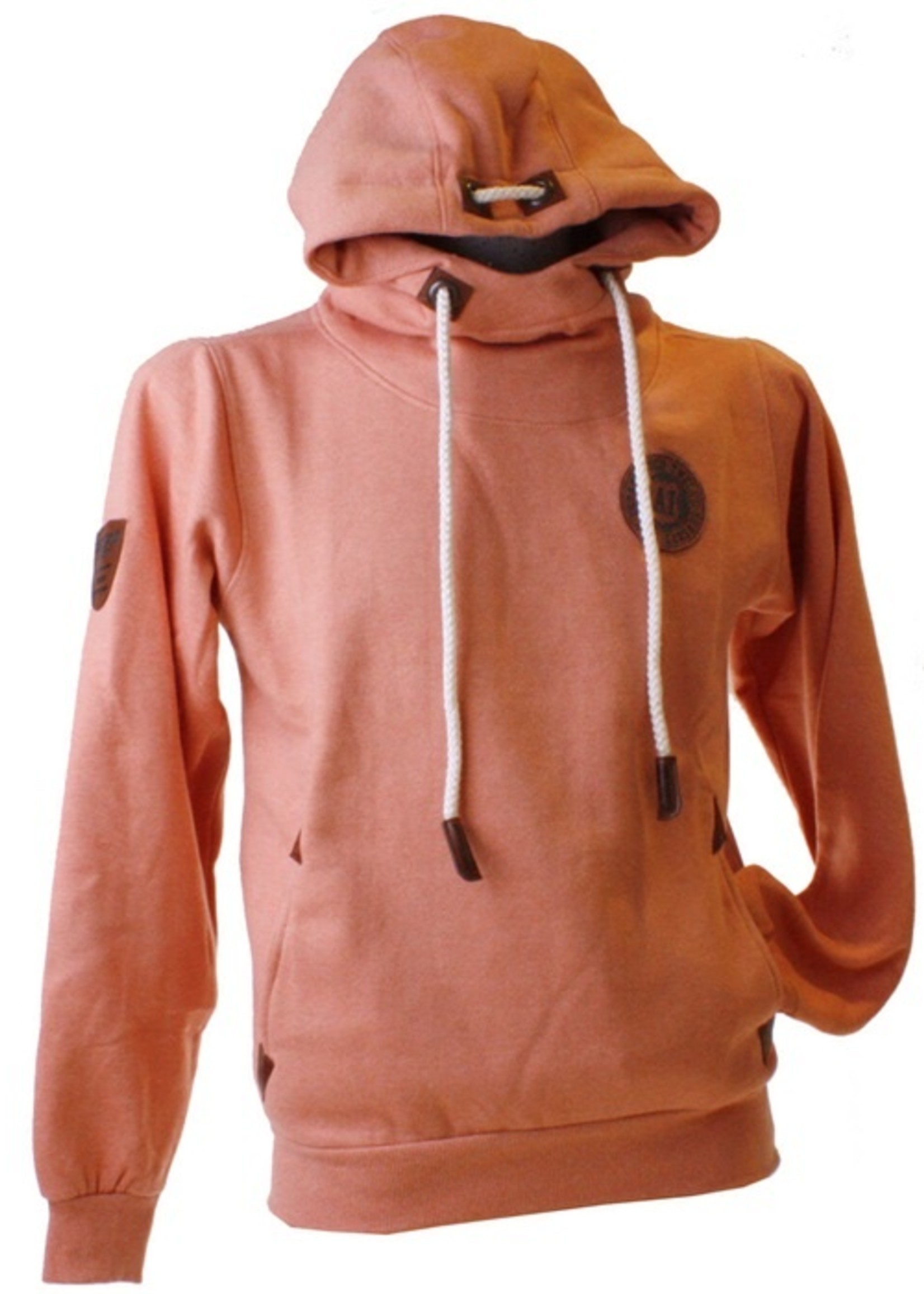 Hoodie Nude with leather badges