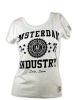 T-shirt University style Grijs gemleerd/Zwart