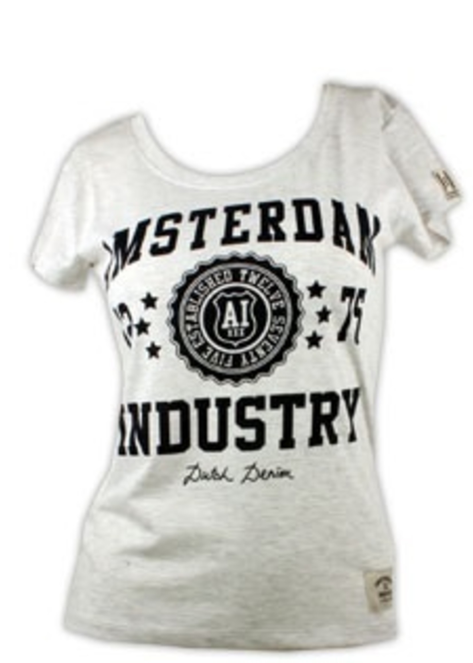 T-shirt University style Grijs gemleerd/Zwart