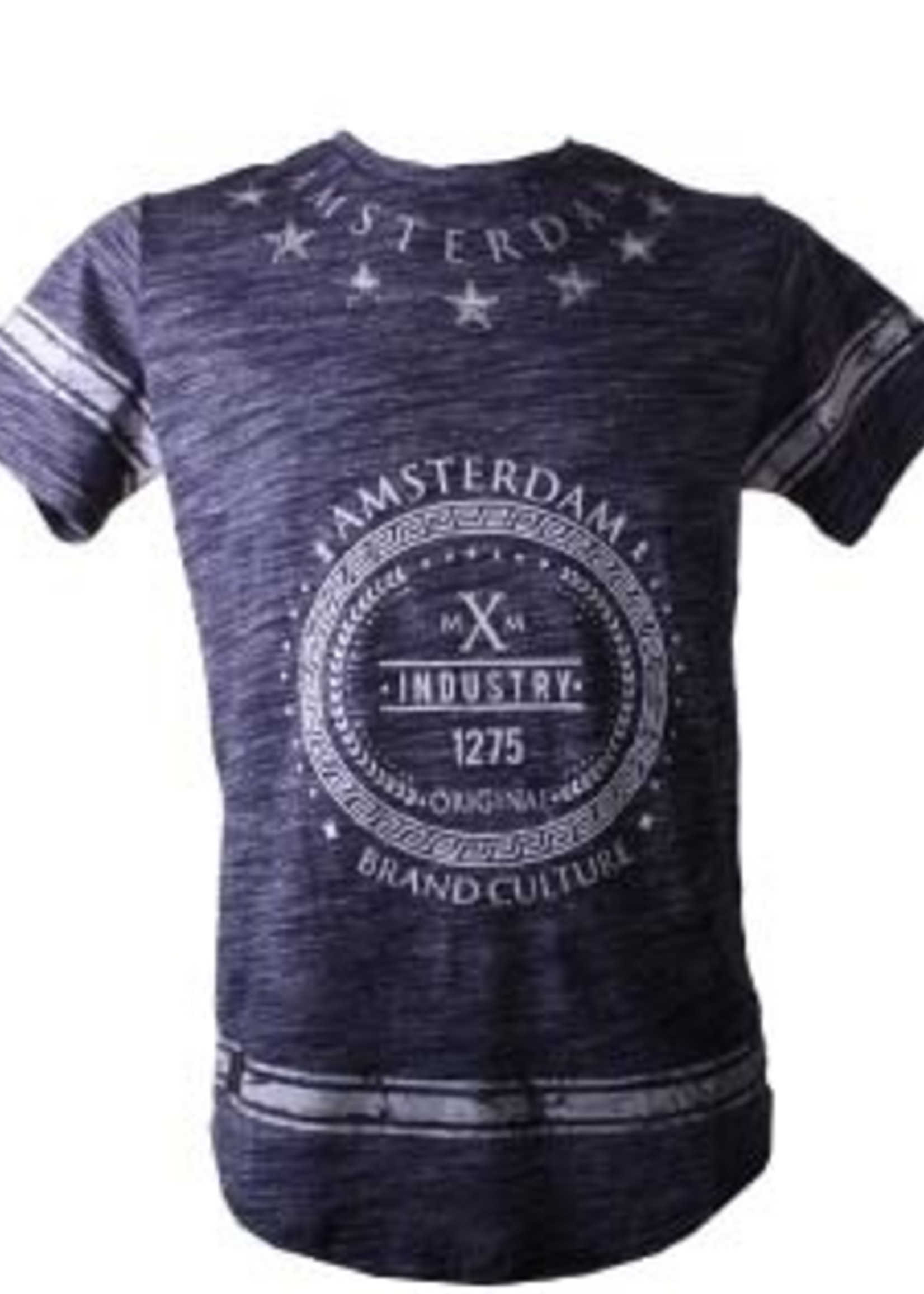 T-shirt Amsterdam ornament Blauw/Wit