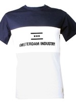 T-shirt Amsterdam 3 panelen Blauw/Wit/Grijs