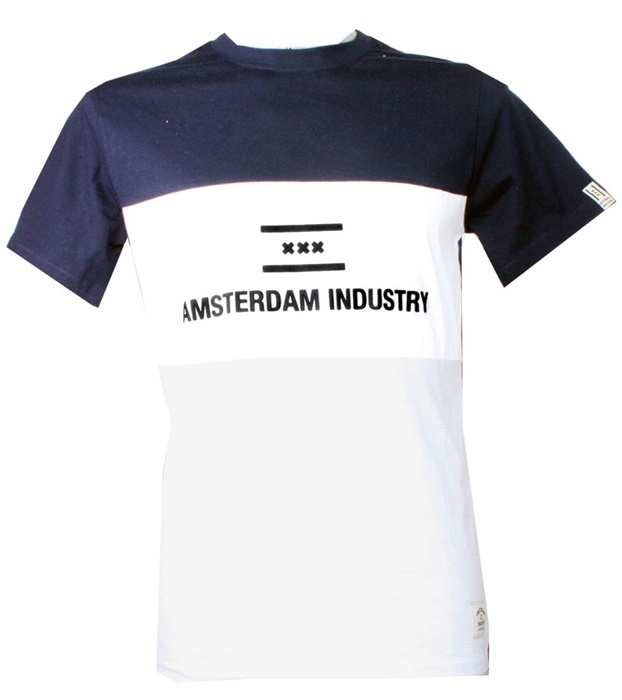 Tshirt Amsterdam 3 panels Blue/White/Grey Amsterdam Industry
