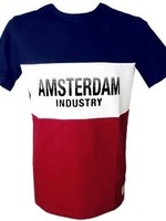 T-shirt Amsterdam 3 panelen Blauw/Wit/Rood