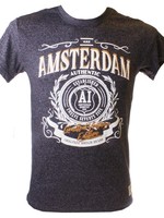 T-shirt Amsterdam vintage Blauw grindle/Wit/Geel