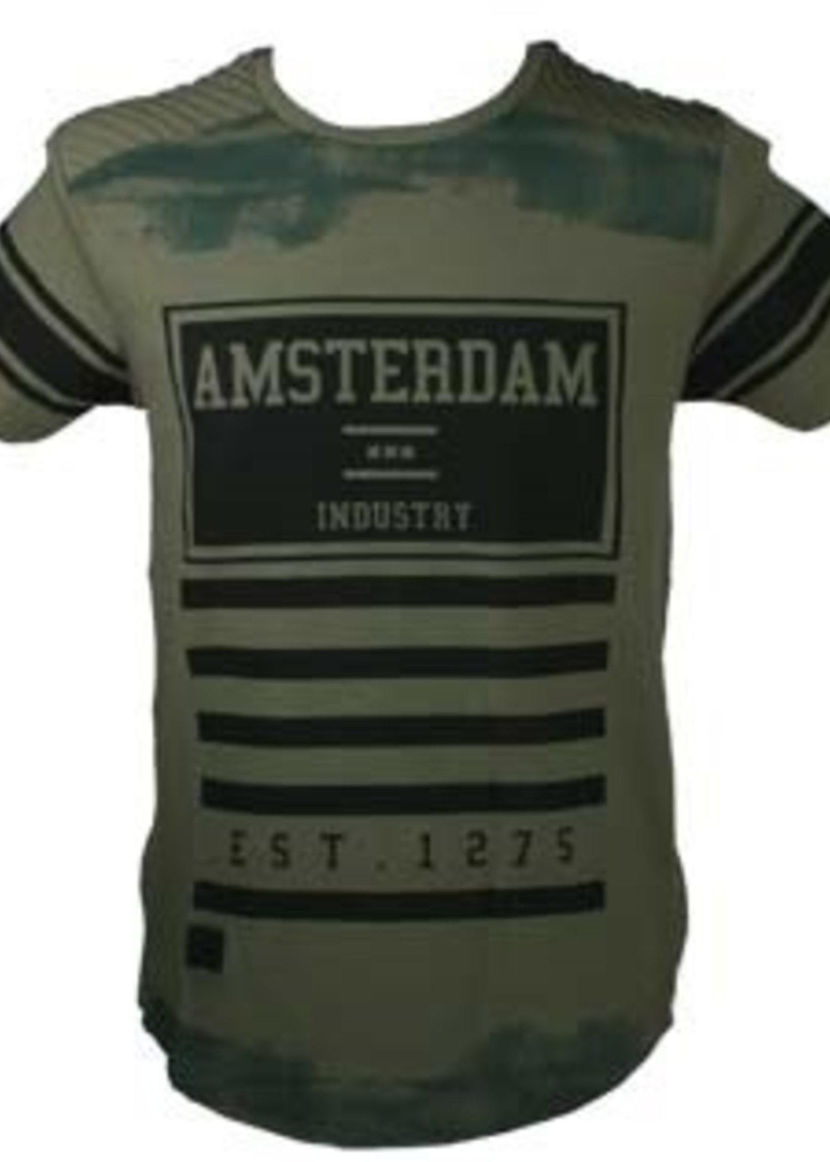 T-shirt 1275 strepen Groen/Zwart
