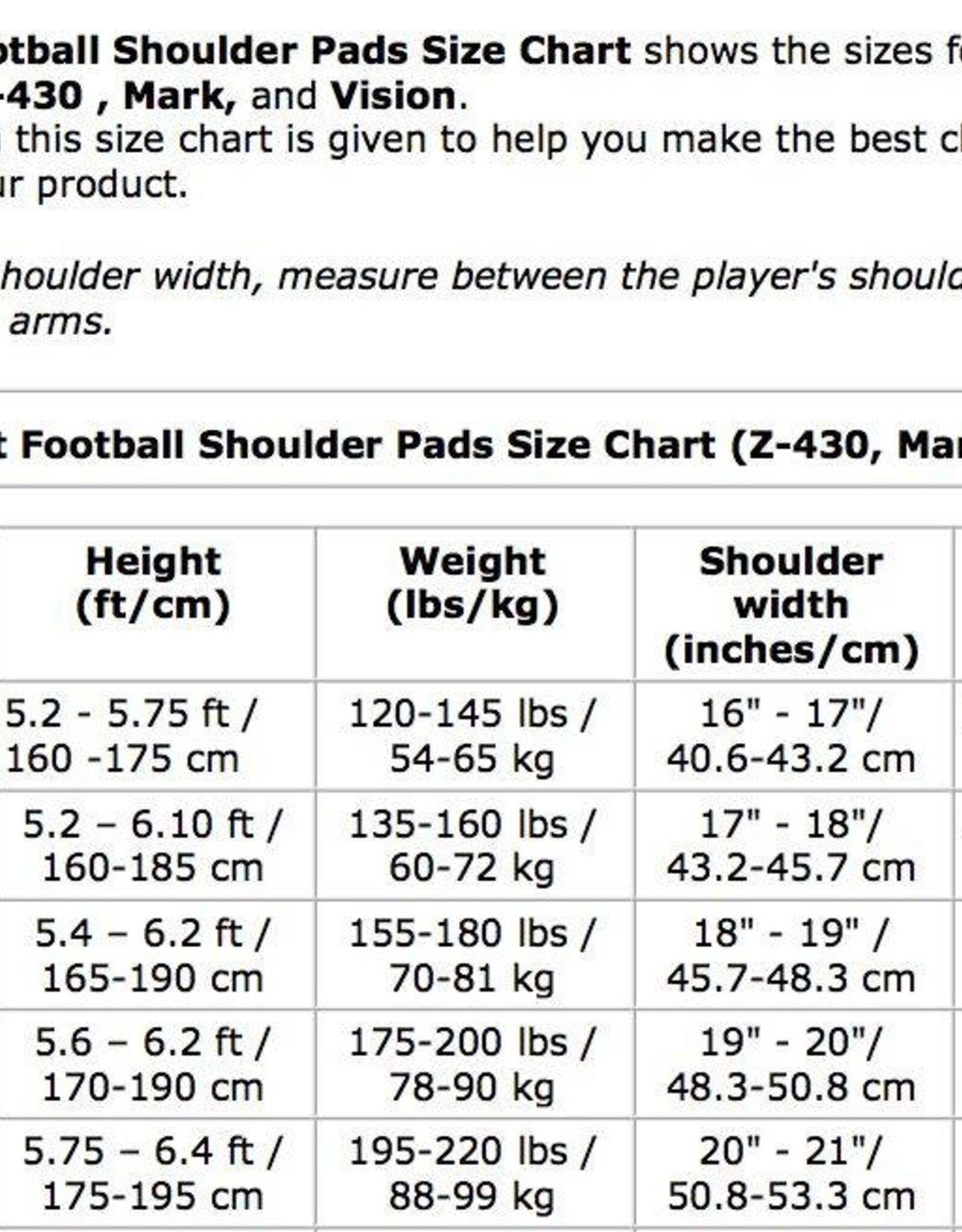 VISION I Football shoulder pad, QB-WR-DB