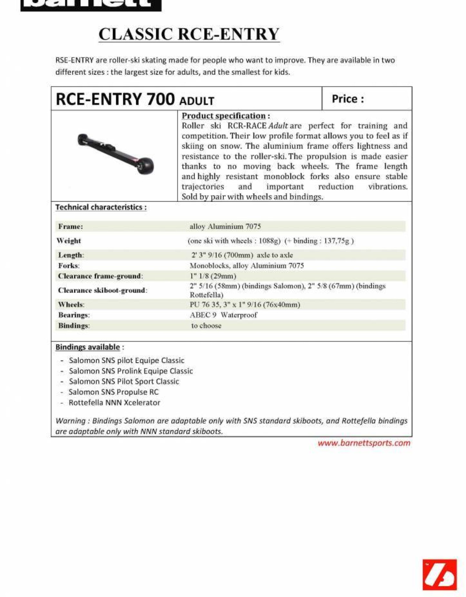 RCE-ENTRY 700 Roller Ski Beginner
