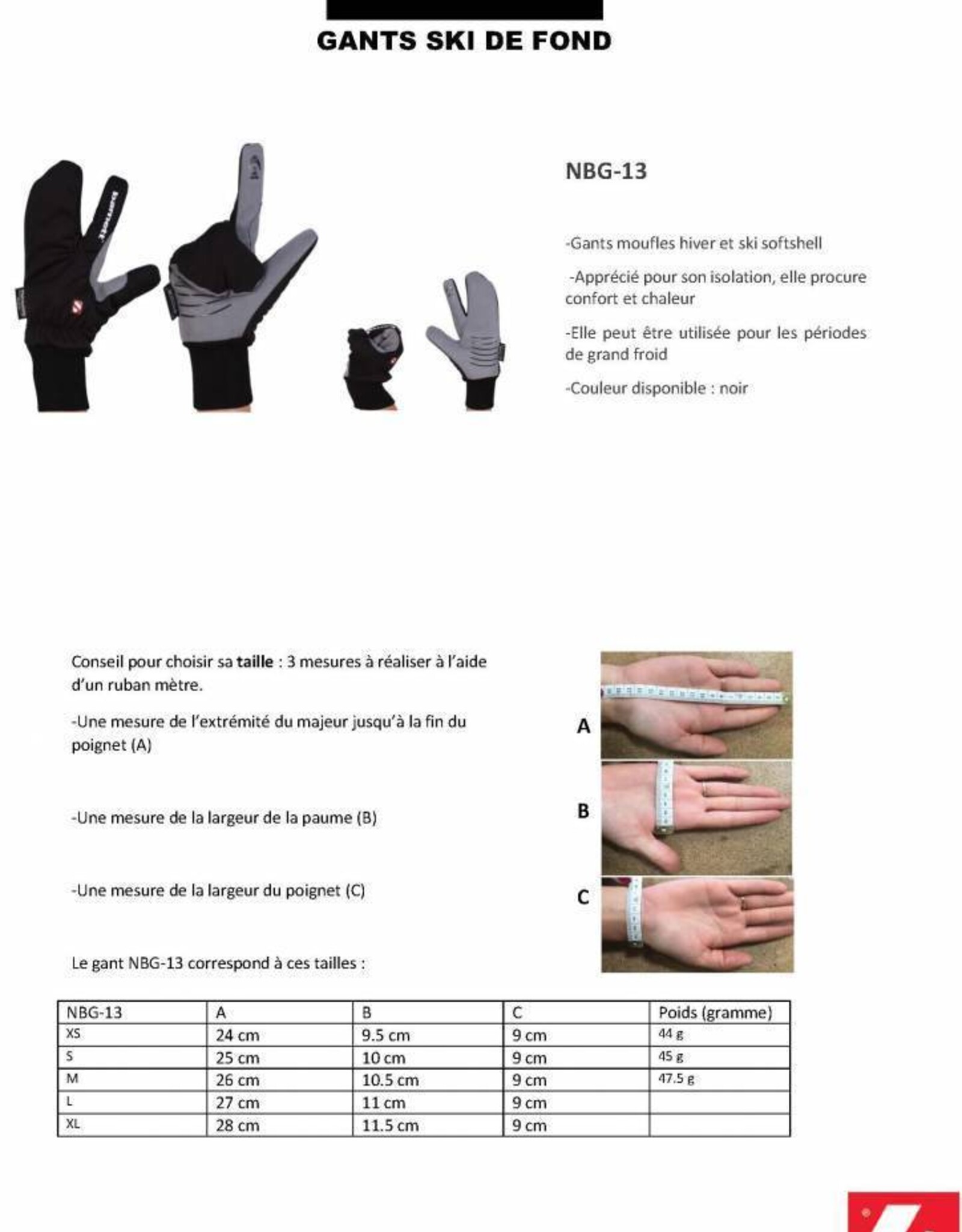 NBG-13 winter ski glove -5 ° to -10 ° - black