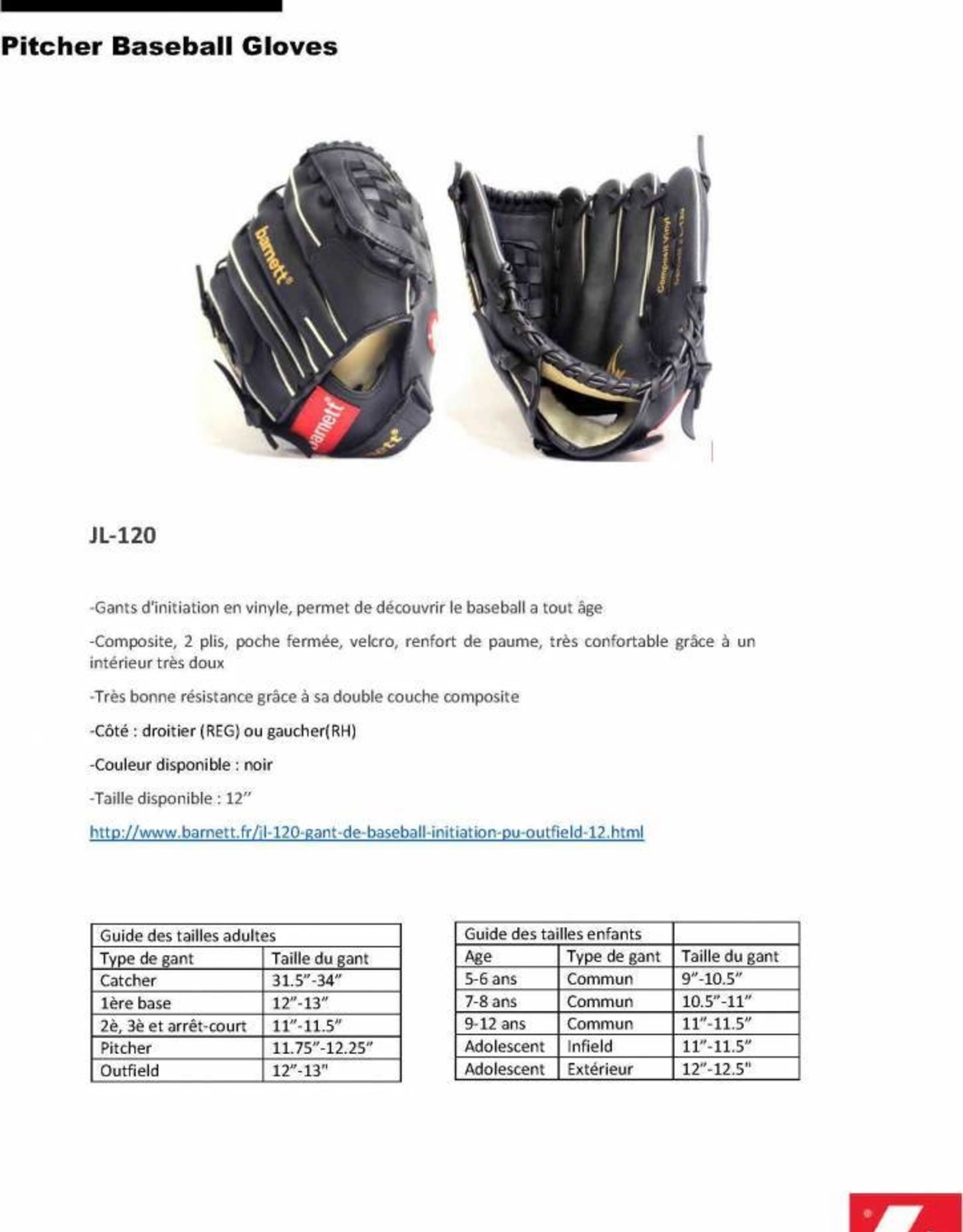 Barnett JL-120 GAS BASEBALL INITIATION PU OUTFIELD 12, BLACK