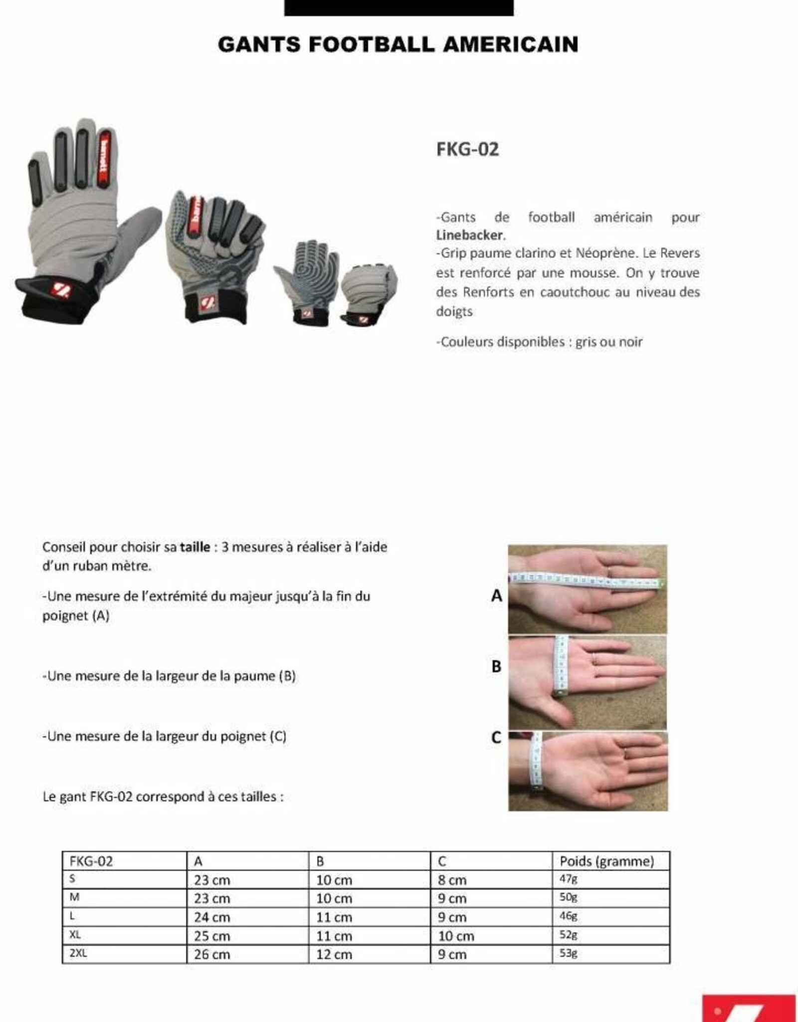 Barnett FKG-02 American Football Linebacker Gloves, LB, RB, TE, Black