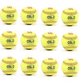 OSL-2 Competition softball, size 12", yellow, 1 dozen