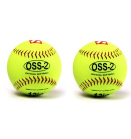 OSS-2 Practice softball ball, soft touch, size 12", white, 2 pieces