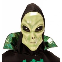 Alien masker met zwarte kap en bolle ogen volwassen