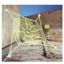 Halloween Spinneweb met 2 spinnen lichtgevend in donker