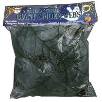 Spinneweb zwart 50gr + 2 glow in dark spinnen