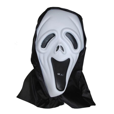 Scream Masker met zwarte hoofdkap Casey