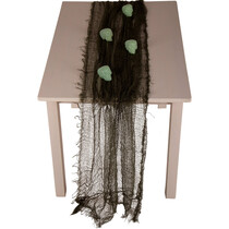Table Runner Happy Halloween met 4 Skulls (75x180cm)