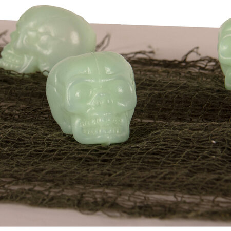 Table Runner Happy Halloween met 4 Skulls (75x180cm)