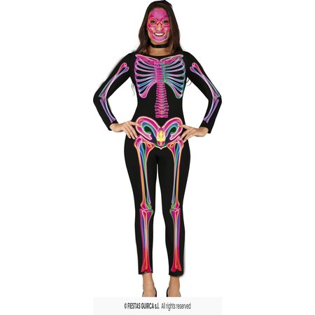 Neon Jumpsuit Zwart Skelet Vrouw
