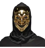 Gezichtsmasker Crazy killer met kap goud