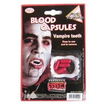 Vampier tanden met bloedcapsules
