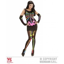 Neon Skelet vrouw kostuum