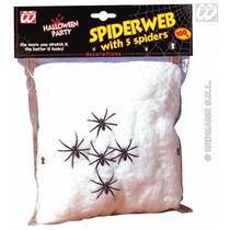 Spinnenweb 100 gram met 5 spinnen