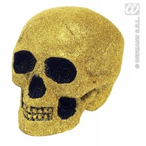 Glitter schedel goud 19cm