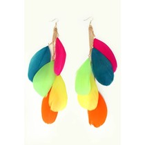 Oorringen veren multi colour rainbow