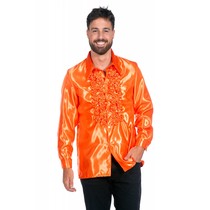 Ruchesblouse neon oranje