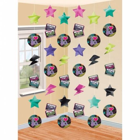 Hangdecoratie Totally 80's 210 cm - 6 stuks