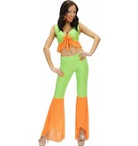 Groen-oranje samba top en broek