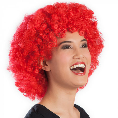 Pruik afro rood