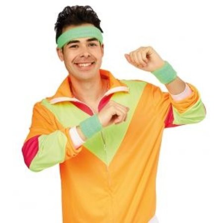 80's zweetband set neon groen