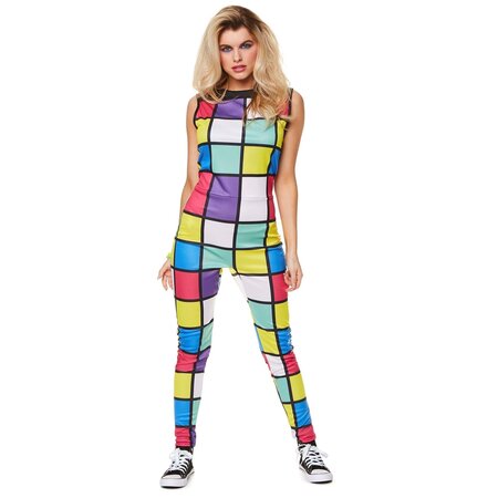 80's Disco Rubiks Cube Jumpsuit Dames
