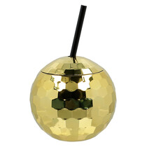 Discobal Drinkbeker Met Rietje Goud
