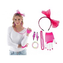80's Set 5-Delig Neon Roze
