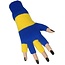 Vingerloze handschoenen blauw/geel gebreid