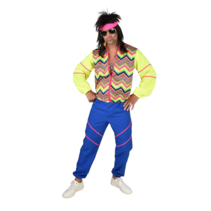 80's Neongeel/Blauw Zigzag Pak Heren
