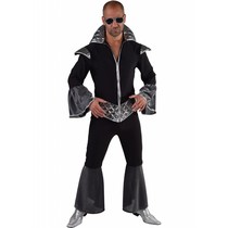 Disco koning kostuum elite zwart/zilver